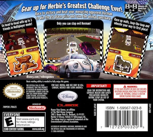 Herbie - Rescue Rally — box-2D-back (US)