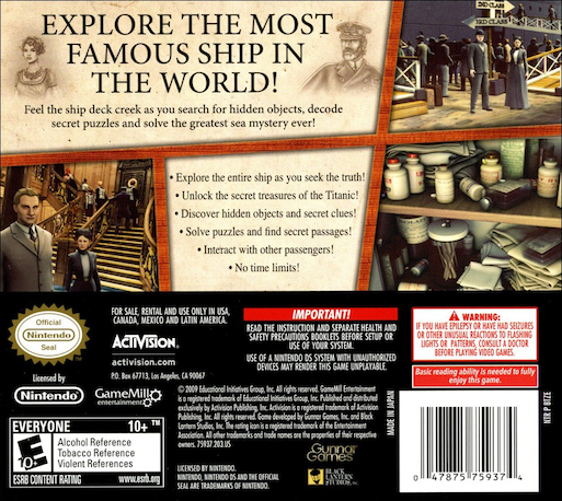 Hidden Mysteries - Titanic — box-2D-back (US)