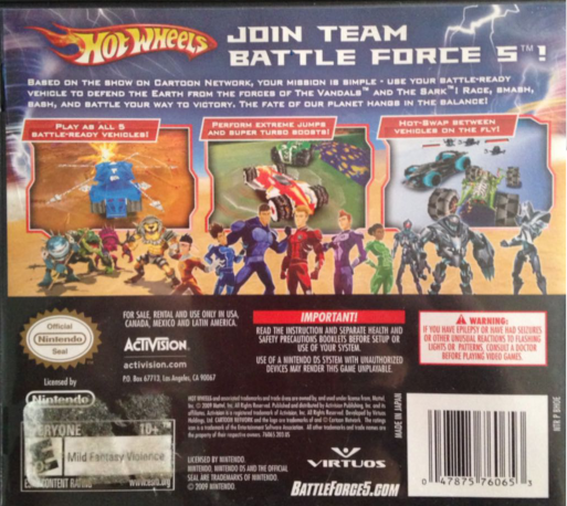 Hot Wheels - Battle Force 5 — box-2D-back (US)