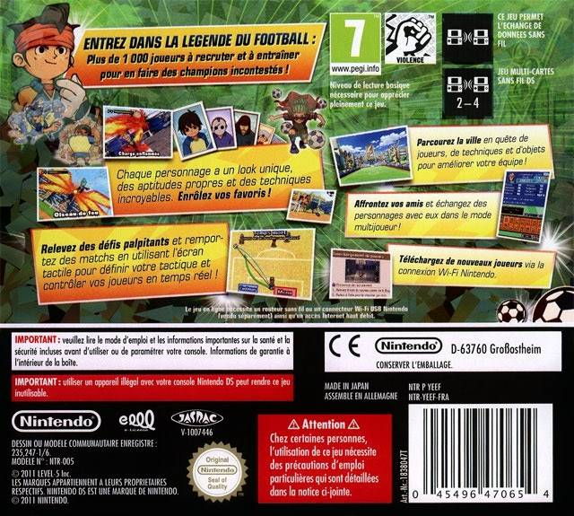 Inazuma Eleven — box-2D-back (FR)