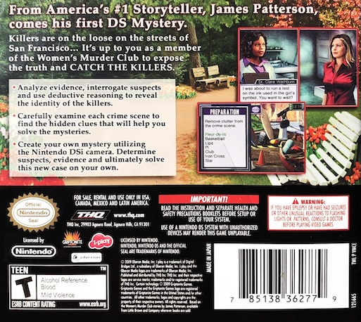 James Patterson Women's Murder Club - Crime Et Splendeur — box-2D-back (US)