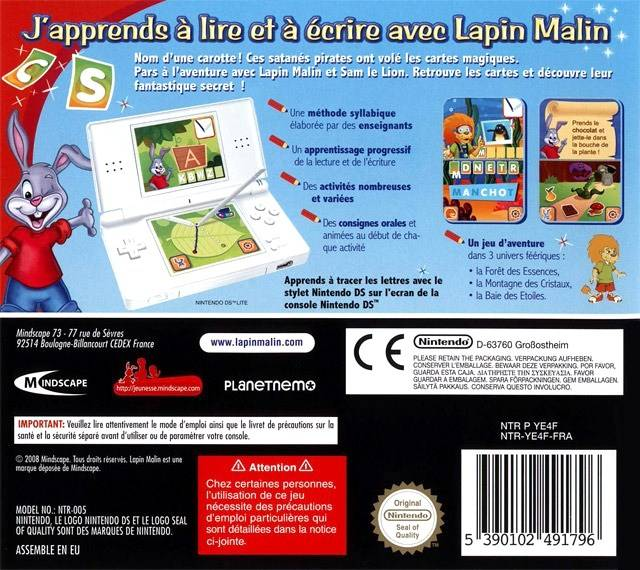 Lapin Malin - J'apprends À Lire Et À Ecrire — box-2D-back (FR)