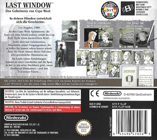 Last Window - The Secret Of Cape West — box-2D-back (DE)