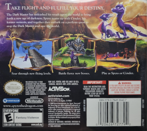 Légende De Spyro - Naissance D'un Dragon, La — box-2D-back (US)