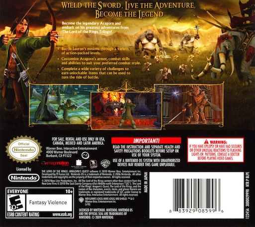 Seigneur Des Anneaux - La Quête D'aragorn, Le — box-2D-back (US)