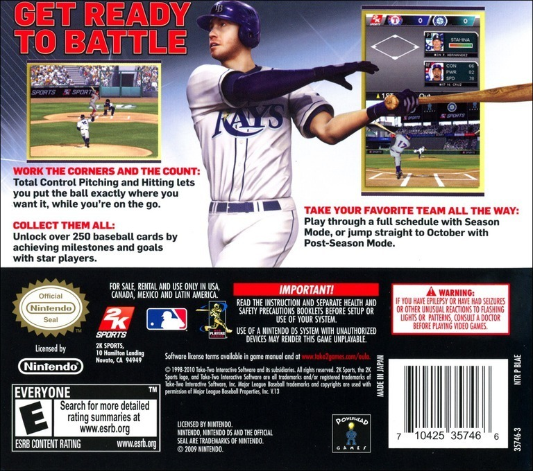 Major League Baseball 2k10 — box-2D-back (US)