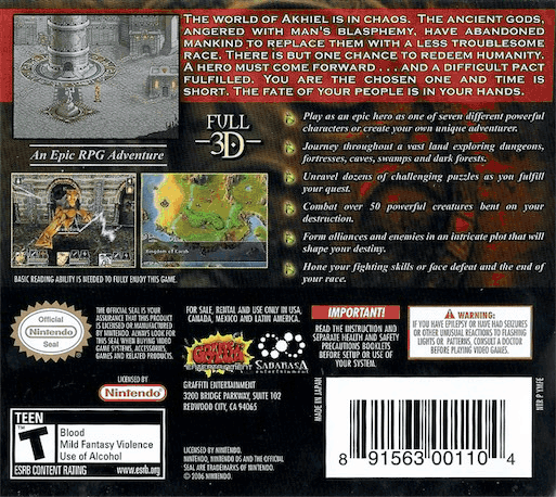 Mazes Of Fate Ds — box-2D-back (US)