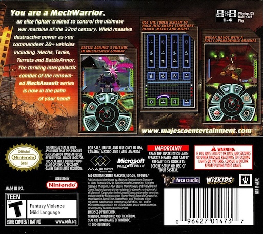 Mechassault - Phantom War — box-2D-back (US)