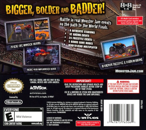 Monster Jam - Path Of Destruction — box-2D-back (US)