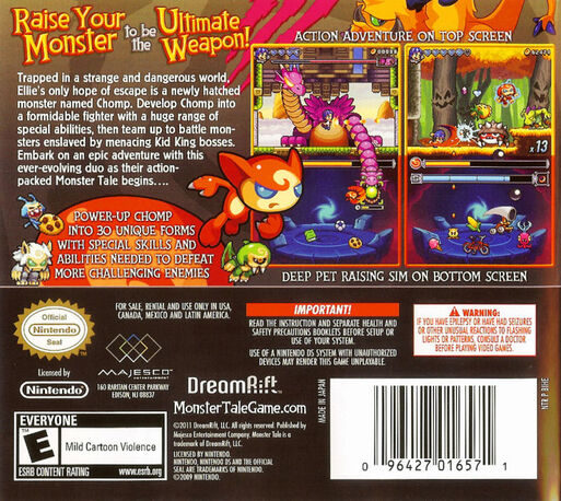 Monster Tale — box-2D-back (US)