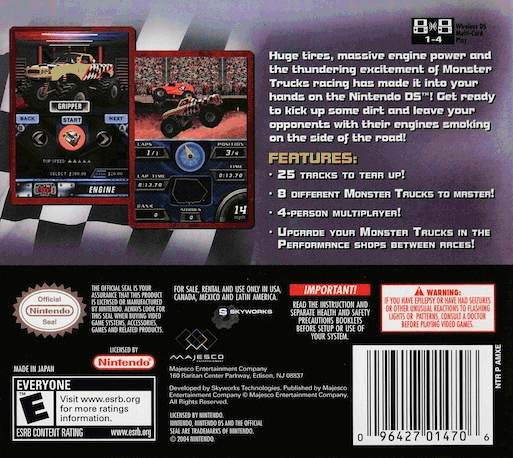 Monster Trucks Ds — box-2D-back (US)