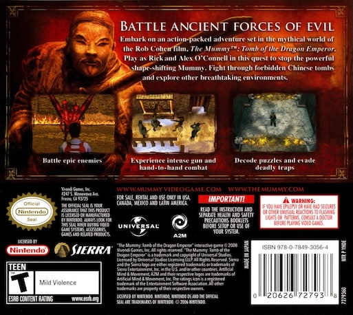 The Mummy - Tomb Of The Dragon Emperor — box-2D-back (US)