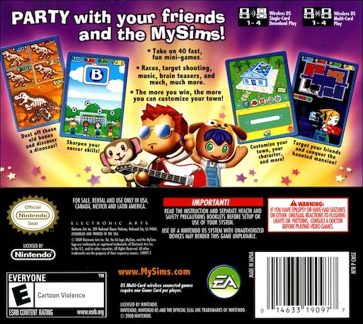 Mysims Party — box-2D-back (US)