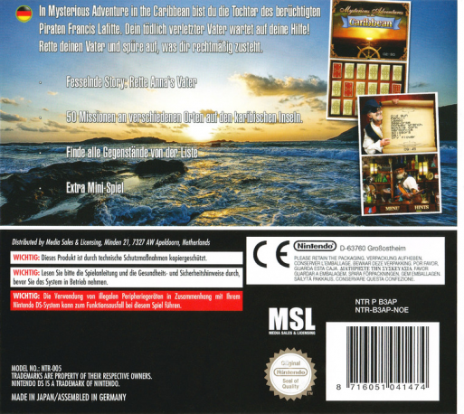 Mysterious Adventures in the Caribbean — box-2D-back (DE)