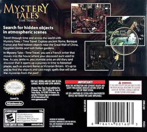 Mystery Tales - Time Travel — box-2D-back (US)