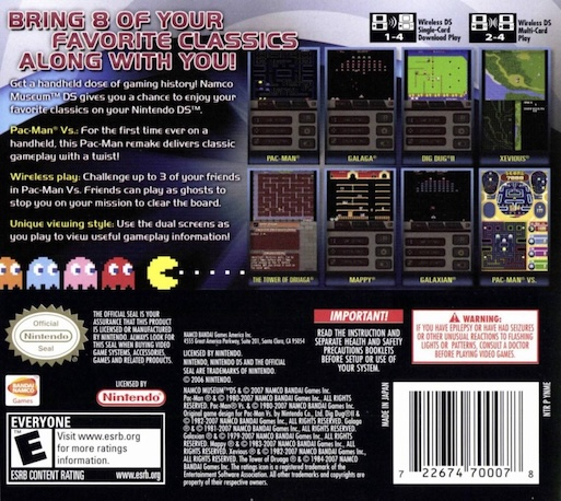 Namco Museum Ds — box-2D-back (US)