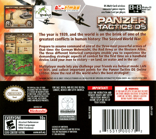 Panzer Tactics Ds — box-2D-back (US)