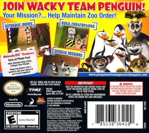Pingouins De Madagascar, Les — box-2D-back (US)