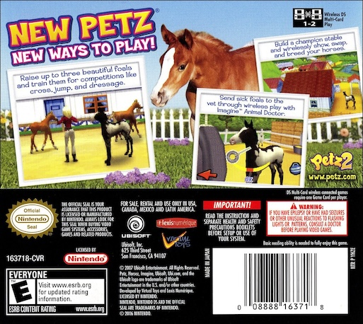 Petz - Horsez 2 — box-2D-back (US)