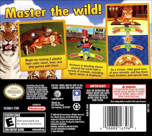 Petz - Wild Animals - Tigerz — box-2D-back (US)