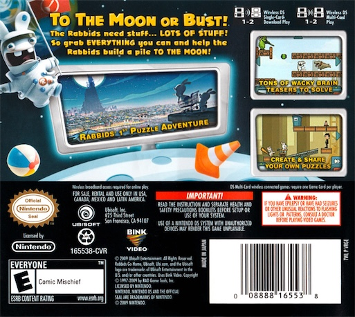 Lapins Crétins - La Grosse Aventure, The — box-2D-back (US)