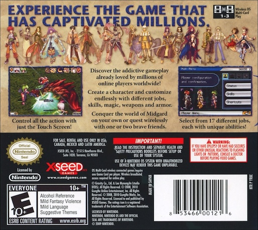 Ragnarok Online — box-2D-back (US)