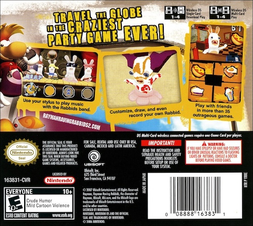Rayman Raving Rabbids 2 — box-2D-back (US)
