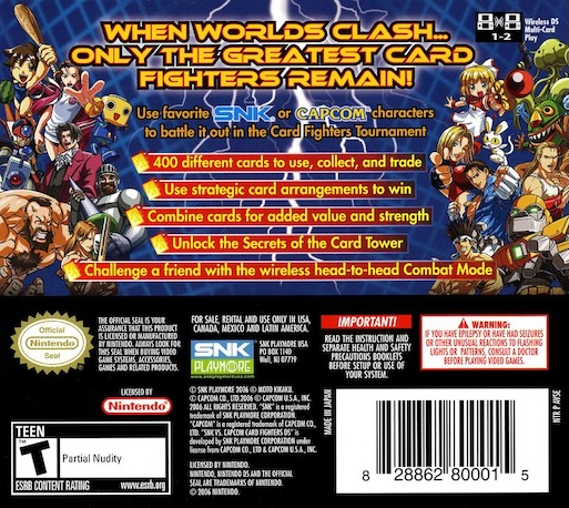 Snk Vs. Capcom - Card Fighters Ds — box-2D-back (US)