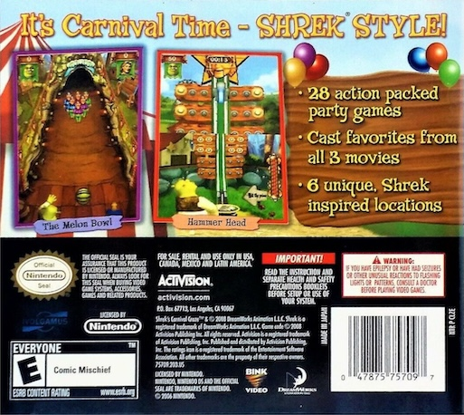Shrek - La Fête Foraine En Délire - Mini-jeux — box-2D-back (US)
