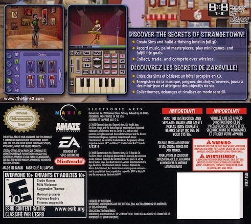 Sims 2, The - Hachamecha Hotel Life — box-2D-back (US)