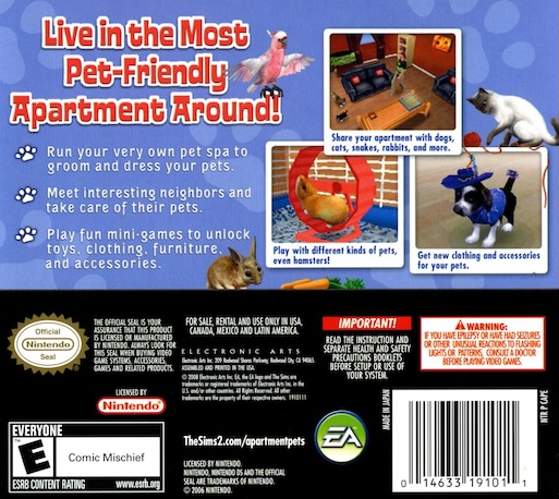 Sims 2 - Apartment Pets, The — box-2D-back (US)