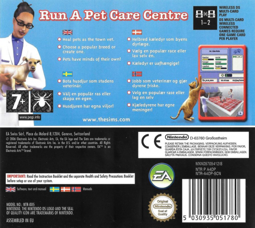 Sims 2 - Pets, The — box-2D-back (EU)