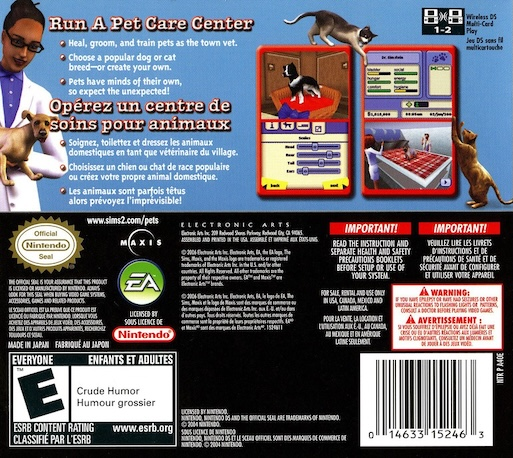 Sims 2 - Pets, The — box-2D-back (US)