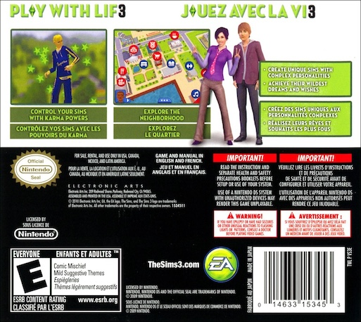 Sims 3, Les — box-2D-back (US)