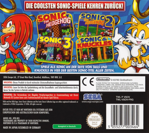 Sonic Classic Collection — box-2D-back (DE)