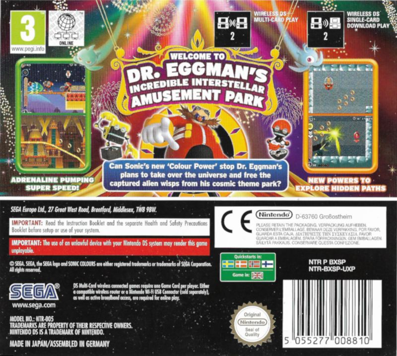 Sonic Colours — box-2D-back (EU)
