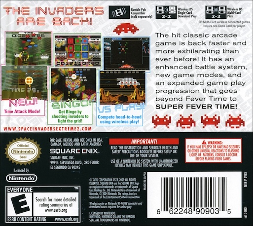 Space Invaders Extreme 2 — box-2D-back (US)