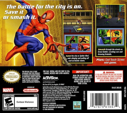 Spider-man - Bataille Pour New York — box-2D-back (US)