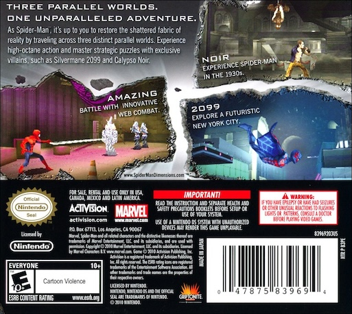 Spider-man Dimensions — box-2D-back (US)