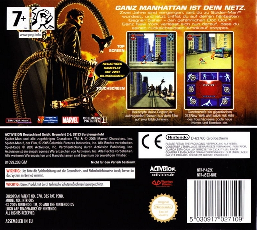 Spider-man 2 — box-2D-back (DE)