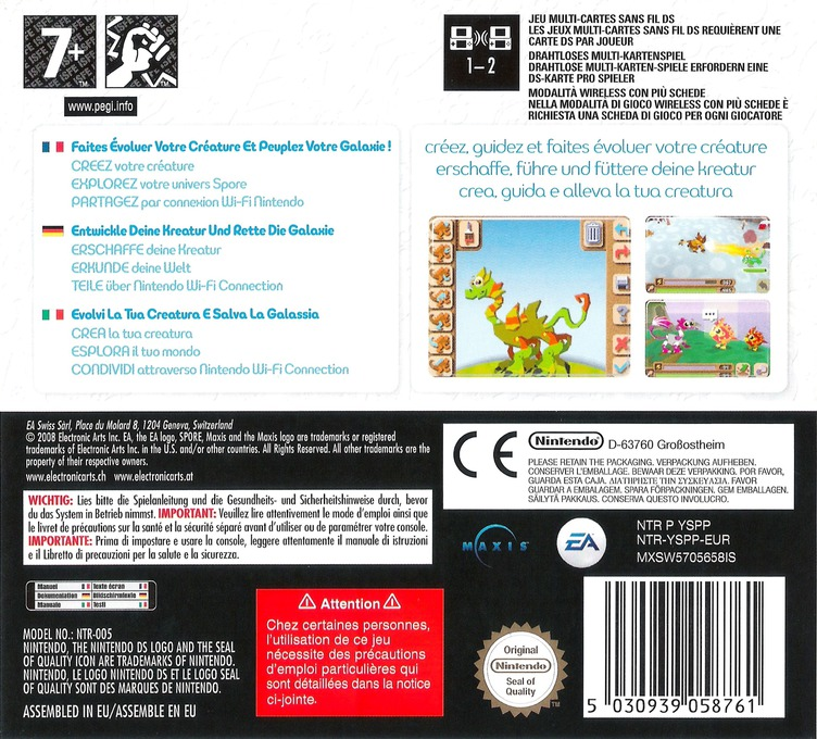 Spore Créatures — box-2D-back (DE)