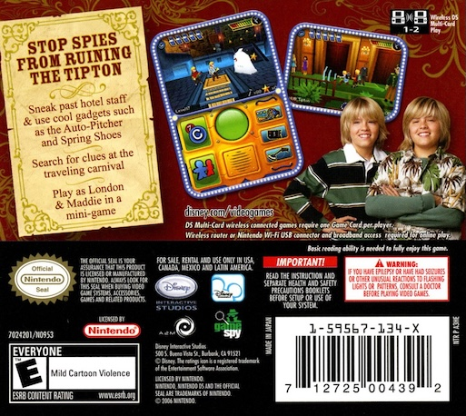 Suite Life Of Zack And Cody, The - Circle Of Spies — box-2D-back (US)