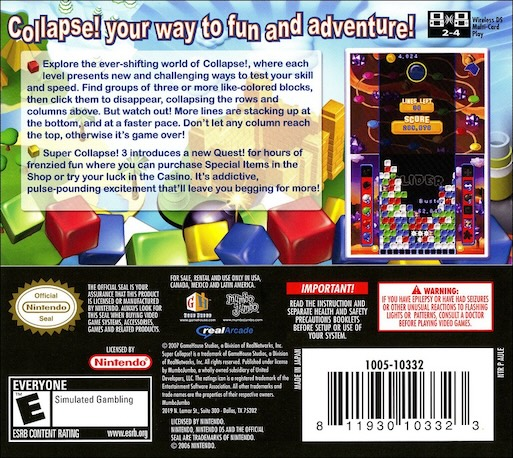 Super Collapse! 3 — box-2D-back (US)