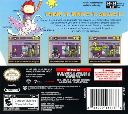 Super Scribblenauts - Les Enigmes De Maxwell — box-2D-back (US)