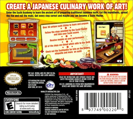 Sushi Academy — box-2D-back (US)