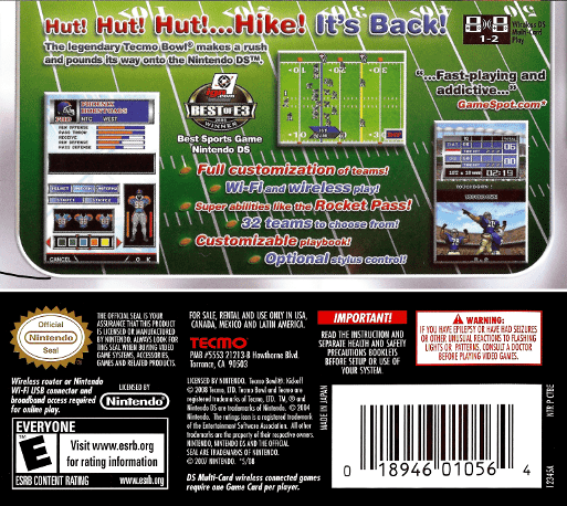 Tecmo Bowl - Kickoff — box-2D-back (US)