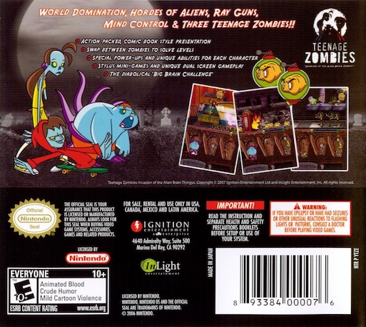 Teenage Zombies - Invasion Of The Alien Brain Thingys — box-2D-back (US)