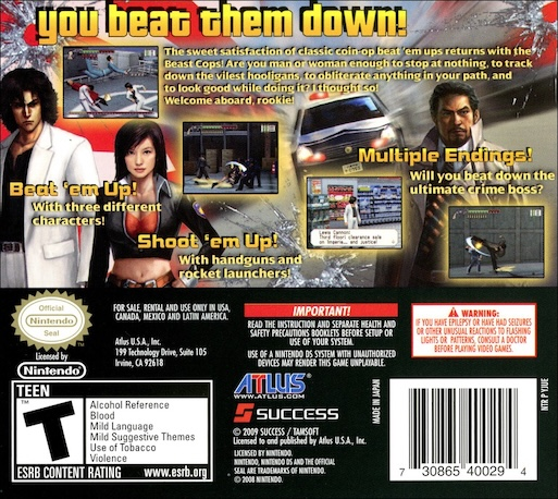 Tokyo Beat Down — box-2D-back (US)