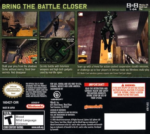 Tom Clancy's Splinter Cell - Chaos Theory — box-2D-back (US)