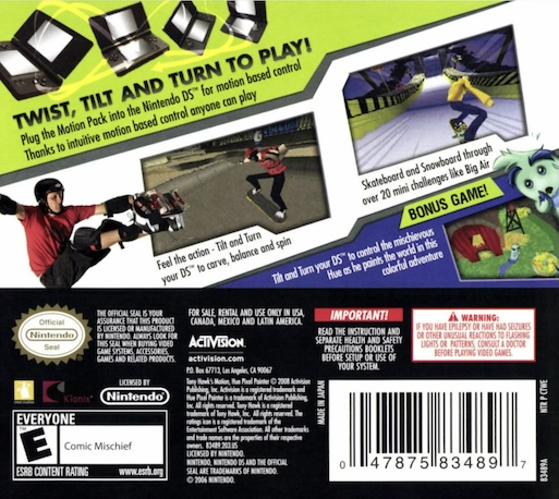 Tony Hawk's Motion — box-2D-back (US)